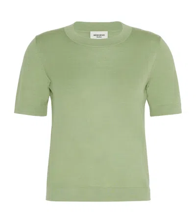 Weekend Max Mara Wool-silk Knit Top In Green