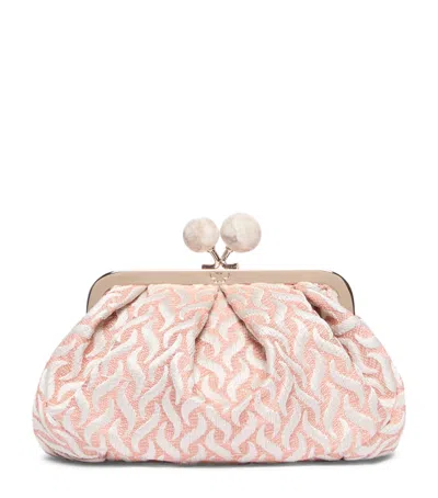 Weekend Max Mara Woven Jacquard Pasticcino Clutch Bag In Pink
