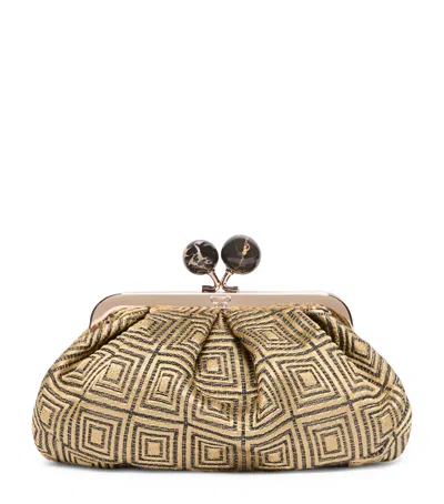 Weekend Max Mara Woven Jacquard Pasticcino Clutch Bag In Yellow