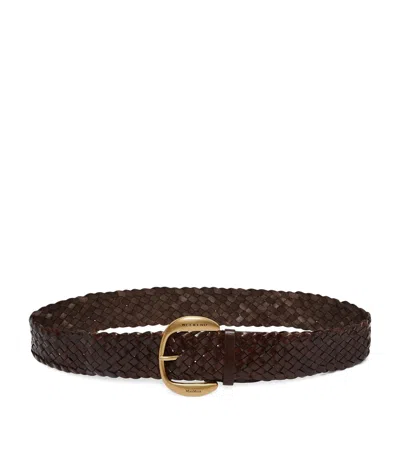 Weekend Max Mara Woven Leather Belt In Brown