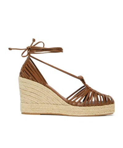 Weekend Max Mara Woven Leather Sandals In Tobacco Color