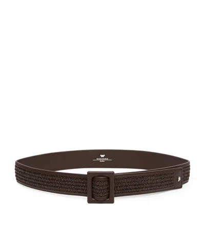 Weekend Max Mara Woven Leather-trim Belt In Black