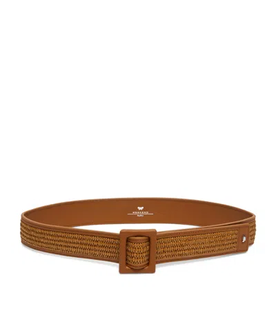 Weekend Max Mara Woven Leather-trim Belt In Brown
