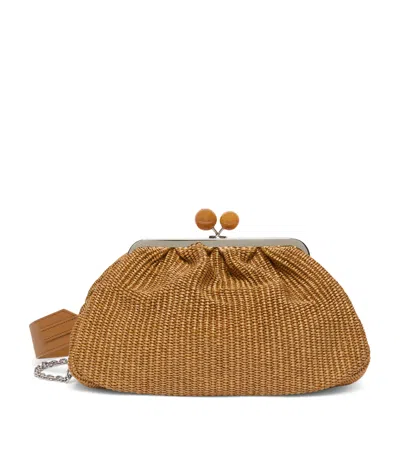 Weekend Max Mara Woven Pasticcino Clutch Bag In Yellow