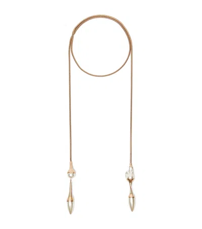 Weekend Max Mara Wraparound Faux Pearl Necklace In Gold