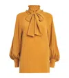Weekend Max Mara Omens Ochre Guido High-neck Silk Blouse In Gold
