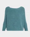 Weekend Max Mara Xeno Crewneck 3/4-sleeve Rib Knit Sweater In Blue