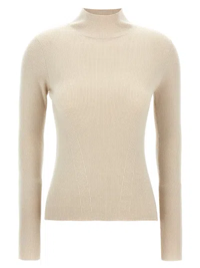 Weekend Max Mara 'ribbed Mock Neck Fitted Sweater' In Beige