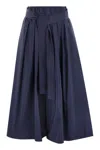 Weekend Max Mara Agiate Tie Waist Cotton Skirt In Blue