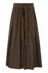 Weekend Max Mara Max Mara Weekend Pure Cotton Poplin Midi Skirt In Brown
