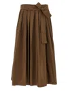 Weekend Max Mara Max Mara Weekend Pure Cotton Poplin Midi Skirt In Brown