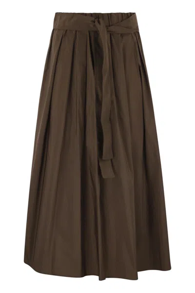 Weekend Max Mara Chocolate Taffeta Midi Skirt In Brown