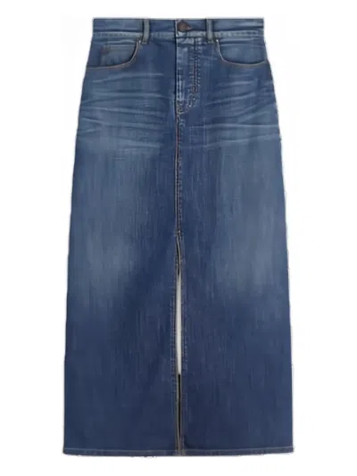 Weekend Max Mara Zarelia Denim Midi Skirt In Blue