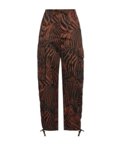 Weekend Max Mara Zebra Print Cargo Pants In Black