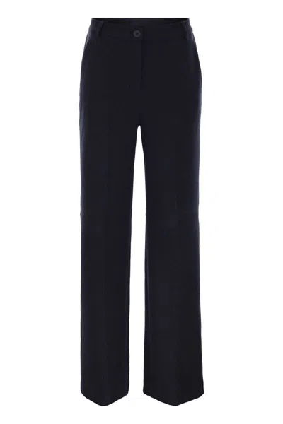 Weekend Max Mara Zelota - Flannel Jersey Trousers In Black
