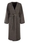 Weekend Max Mara Zenica - Wool Tweed Dressing Gown Coat In Gray