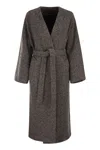 Weekend Max Mara Zenica - Wool Tweed Dressing Gown Coat In Gray