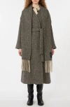 Weekend Max Mara Zenica Scarf Detail Herringbone Tweed Wool Blend Coat In Green