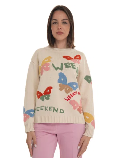 Weekend Max Mara Zingaro Intarsia Cotton Blend Sweater In Multicolor