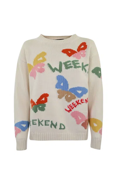 Weekend Max Mara Zingaro Sweater In Intarsia Cotton In Dis. Farfalle
