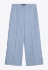 Weekend Max Mara Zircone Linen-blend Tailored Pants In Blue