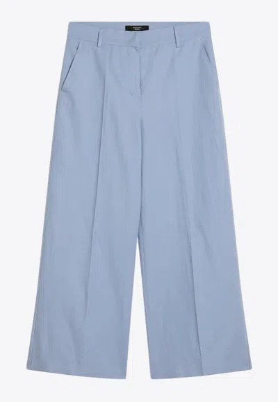 Weekend Max Mara Zircone Linen-blend Tailored Pants In Blue