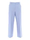 Weekend Max Mara Zircone Linen-blend Tailored Pants In Light Blue