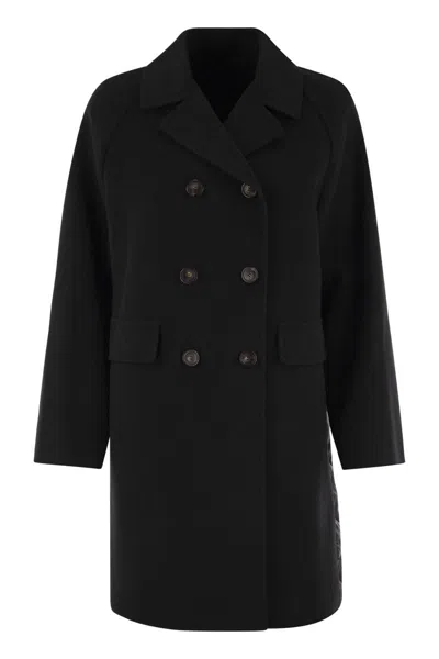 Weekend Max Mara Zolfo - Double Wool Drape Coat In Black