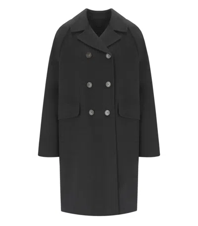 WEEKEND MAX MARA WEEKEND MAX MARA ZOLFO BLACK DOUBLE-BREASTED COAT