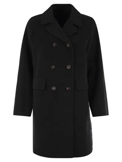Weekend Max Mara Zolfo Double Wool Drape Coat In Black