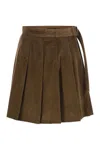 Weekend Max Mara Corduroy Zucca Mini Skirt With Belted Waist In Brown