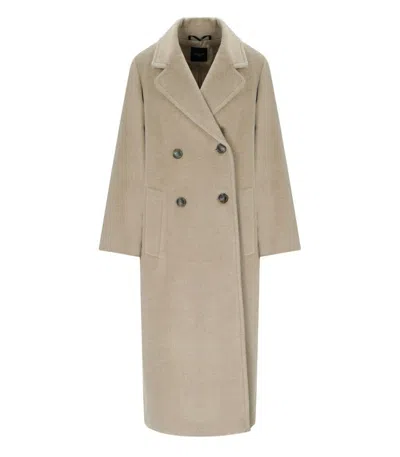WEEKEND MAX MARA WEEKEND MAX MARA ZUFOLO LIGHT BEIGE DOUBLE-BREASTED COAT