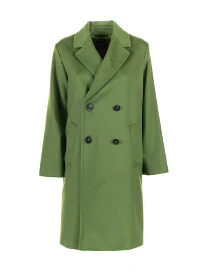 Weekend Max Mara Zum Double-breasted Long-sleeved Coat In Green