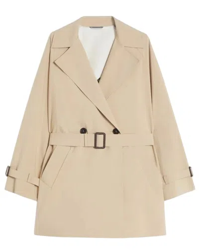 Weekend Ovatta Technical Canvas Trench Coat In Neutral