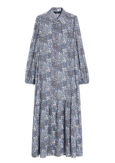 Weekend Pure Cotton Voile Puff Sleeve Dress In Gray