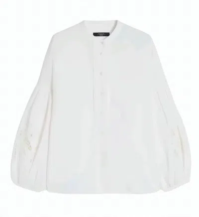 Weekend Pure Linen Long Low Cut Shirt In White