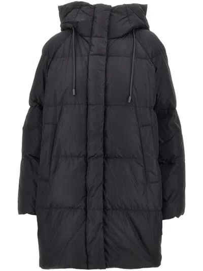 Weekend Quilted Black Puffer Jacket With Adjustable Hood And Concealed Zipper