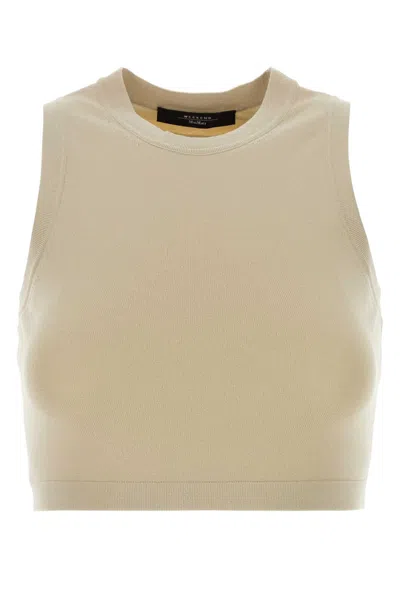Weekend Sand Knit Bombo Crop Top In Beige O Tan