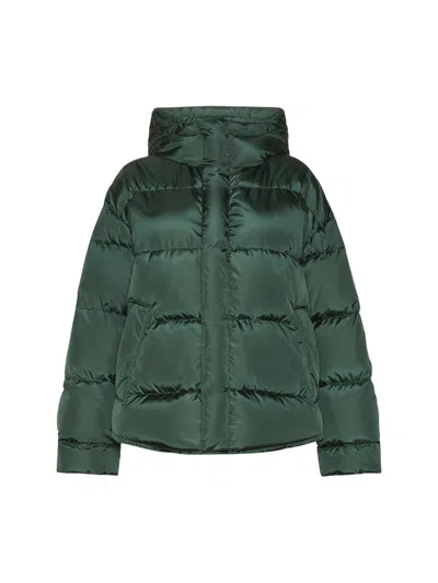 Weekend Short Down Jacket With Drawstring Hood And Goose-down Padding In Green