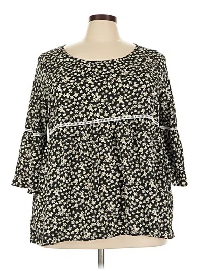 Pre-owned Weekend Suzanne Betro 3/4 Sleeve Blouse In Black