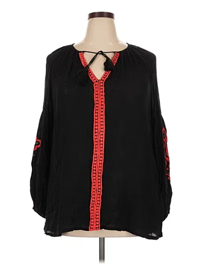 Pre-owned Weekend Suzanne Betro 3/4 Sleeve Blouse In Black