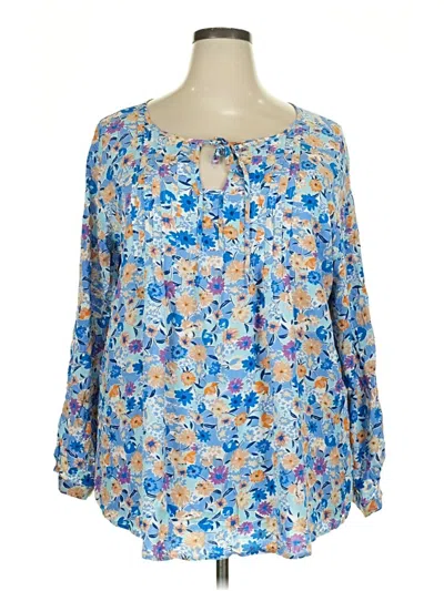 Pre-owned Weekend Suzanne Betro 3/4 Sleeve Blouse In Blue
