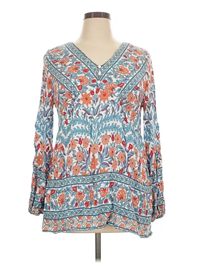 Pre-owned Weekend Suzanne Betro 3/4 Sleeve Blouse In Blue