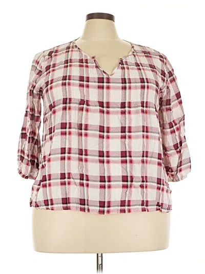 Pre-owned Weekend Suzanne Betro 3/4 Sleeve Blouse In Burgundy