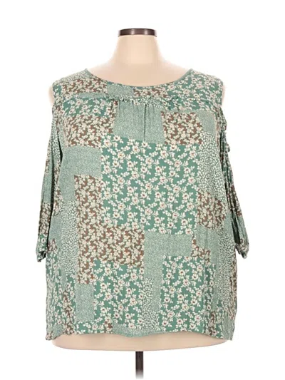 Pre-owned Weekend Suzanne Betro 3/4 Sleeve Blouse In Green