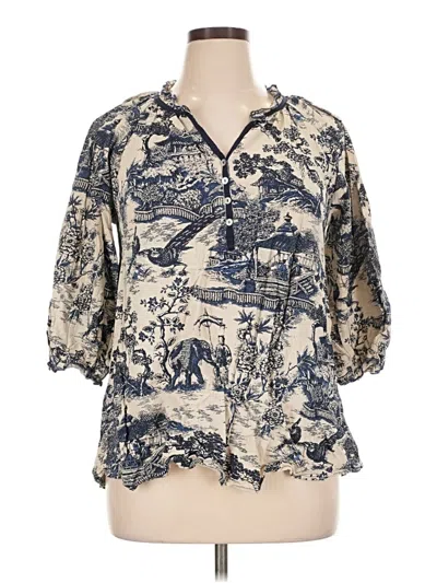 Pre-owned Weekend Suzanne Betro 3/4 Sleeve Blouse In Ivory