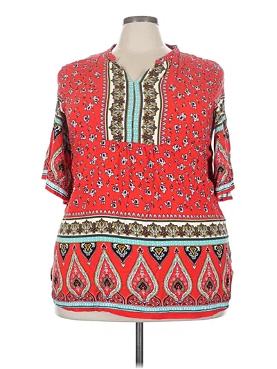 Pre-owned Weekend Suzanne Betro 3/4 Sleeve Blouse In Red