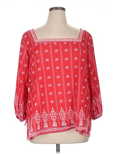 Pre-owned Weekend Suzanne Betro 3/4 Sleeve Blouse In Red