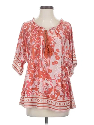 Pre-owned Weekend Suzanne Betro 3/4 Sleeve Blouse In Red