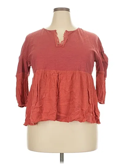 Pre-owned Weekend Suzanne Betro 3/4 Sleeve Blouse In Red